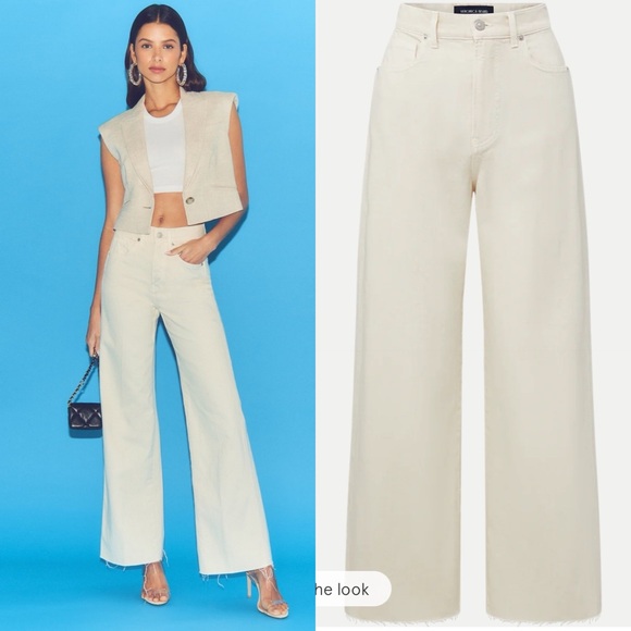 Veronica Beard Denim - NWT Veronica Beard Taylor High Rise Wide Leg Jeans in Ecru Size 29